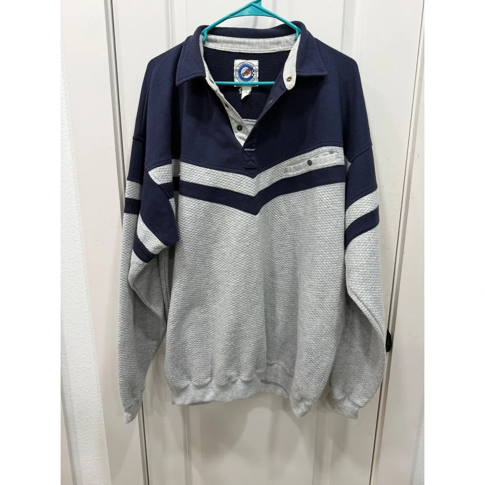 Vintage Greenline International Pullover Sweatshirt‎ Navy Grey XLT Tall Mens
